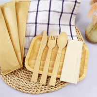 Couverts jetables en bambou biodégradables écologiques modernes et personnalisés pour les fêtes, le camping, les restaurants et les hôtels
