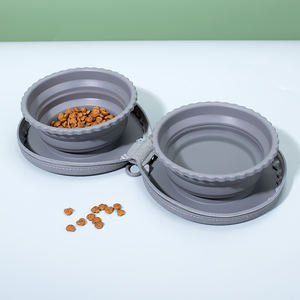 Portabile doppio personalizzato 2 in 1 silicone pet ciotola pieghevole doppio cucciolo ciotola pieghevole cibo & ciotola acqua con cerniera per i viaggi - Product Image 6