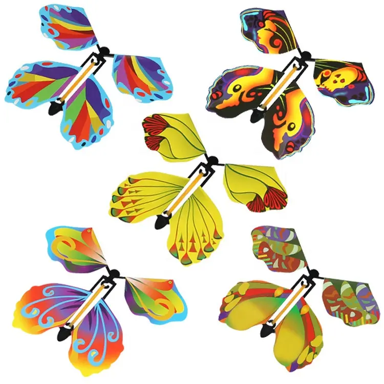 より多くの異なる色のマジックフライングバタフライギフトカード-本の妖精のおもちゃで蝶を巻き上げる素晴らしいサプライズウェディング