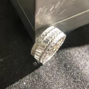 SP05 2019新款梯形方形锆石钻石戒指天然锆石银戒指女士批发