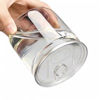 Tube en plastique rond réutilisable, transparent, pour aliments secs, pot en plastique transparent pour animaux de compagnie avec couvercle, conteneur d'emballage alimentaire en PET