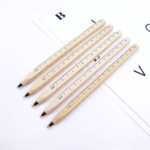 Bolígrafo creativo de madera de pino con escala de regla, novedad, ancho de escritura de 1,0mm para estudiantes de oficina - Product Image 3