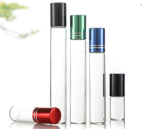 Flacons compte-gouttes cylindriques en verre pour huiles essentielles 5ml, surface transparente, vente en gros, emballés, portables, pour massage des yeux et parfum de voyage