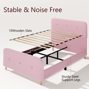 Kinderbetten Möbel Mädchen Prinzessin Rosa Samtbett Prinzessinnen-Kindermöbel Stoffbezogenes Kleinkinderbett - Product Image 5