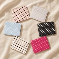 Portefeuille minimaliste pour femmes avec logo personnalisé, durable, fin, à pois, en cuir PU, bloquant les RFID, pour cartes de crédit et passeport