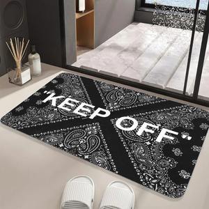 <span class=keywords><strong>Tapis</strong></span> de sol avec inscription « <span class=keywords><strong>KEEP</strong></span> <span class=keywords><strong>OFF</strong></span> » - Motif paisley décoratif, style industriel bohème moderne, <span class=keywords><strong>tapis</strong></span> de décoration d'intérieur audacieux, <span class=keywords><strong>tapis</strong></span> d'accueil - Product Image 1