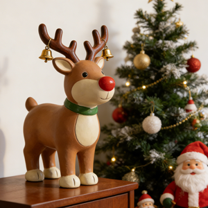 Linda Estatuilla de Resina de <span class=keywords><strong>Reno</strong></span> <span class=keywords><strong>Rudolf</strong></span> - Decoración Navideña para el Hogar, Regalo Festivo Personalizado por Bozhiyi - Product Image 3