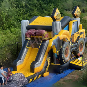 Château gonflable de construction, excavatrice, PVC, Hupfburg, toboggan aquatique et sec combinés, thème <span class=keywords><strong>Monster</strong></span> Truck, château gonflable pour enfants - Product Image 3