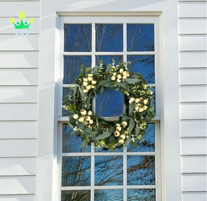 Artificial <strong>Eucalyptus</strong> Leaves Wreath With <strong>Big</strong> Berries Greenery Wreath for Front Door Wall Window Decor - Product Image 6