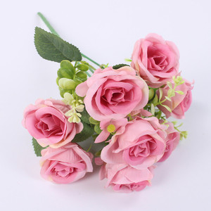 Magnifique bouquet de 7 petites roses artificielles couleur automne pour décoration de gâteaux et mariages - Product Image 6