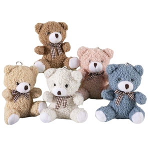11cm Cute Plush Toy Teddy Bear Keychain Stuffed Plush Animal Bear Keyring Purse Bag Charm Pendant Peluche Wedding Bear Key Chain