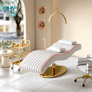เตียงต่อขนตาหนังสังเคราะห์สีน้ำตาลทันสมัย เฟอร์นิเจอร์<span class=keywords><strong>ร้าน</strong></span>เสริมสวย เตียงสปาโค้ง เตียงเสริมความงาม เตียงพับได้สุดหรูสำหรับต่อขนตา - Product Image 2