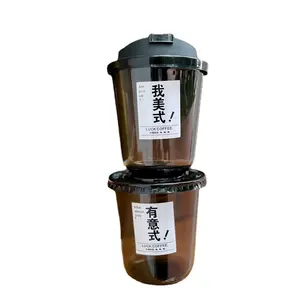 Bebida fría de plástico U taza de café de hielo afilada 12oz PET con logotipo taza transparente tazas negras 2023 nuevo producto