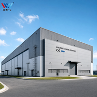 Centre logistique à grande portée standard AISC, bâtiment en acier préfabriqué, capacité de fabrication durable