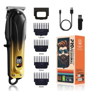 Tondeuse électrique sans fil OEM, nouvelle, pour hommes, machine à raser, rechargeable, tondeuse à <span class=keywords><strong>barbe</strong></span> électrique dorée pour hommes - Product Image 1