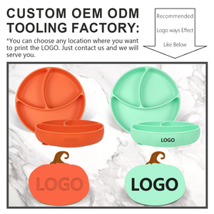 Assiette pour tout-petits en silicone sans BPA, à compartiments, avec ventouse, écologique, facile à nettoyer, pour repas d'enfants, vente en gros, faible MOQ - Product Image 3