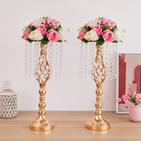 Tischplatte Gold Metall Hochzeit Blume Trompete Vase Tisch dekorative Herzstück künstliche Blumen arrangements für Home Decoration