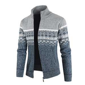 Cardigan en cachemire tricoté <span class=keywords><strong>d</strong></span>'<span class=keywords><strong>hiver</strong></span> sur mesure avec logo personnalisé 2026, veste zippée ajustée pour <span class=keywords><strong>homme</strong></span>, col montant, pull tricoté - Product Image 3