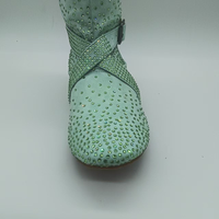 Chaussures de danse professionnelles pour femmes Evkoodance, à talon bas de 1,5 cm, en daim synthétique personnalisé, pour la danse de salon/latin/jazz/salsa, vert, pointures US 4-12, vente chaude