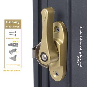 Juego de <span class=keywords><strong>candado</strong></span> universal de media luna de acero inoxidable, cerradura de <span class=keywords><strong>ventana</strong></span> <span class=keywords><strong>corredera</strong></span> antigua, cerraduras de gancho para puerta y <span class=keywords><strong>ventana</strong></span> de aleación de aluminio - Product Image 3