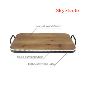 Bandeja de madera hecha a mano Art Deco moderna bandeja de servicio decorativa de Mesa para el hogar para almacenamiento de comidas y uso doméstico - Product Image 4