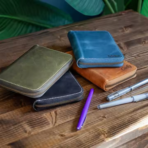 Étui de transport vintage en cuir pleine fleur fait main pour carnet de voyage, trousse à fermeture éclair, organiseur de stylos pour l'école - Product Image 3