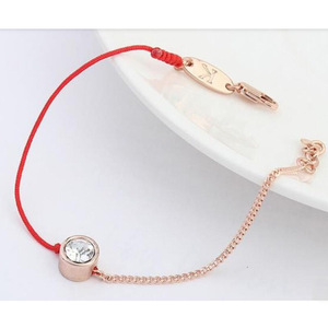 <b>Red</b> String <b>Bracelet</b> Rose Gold Chain White Crystal Bezel Setting Gift For Women Fashion Jewelry - Product Image 5
