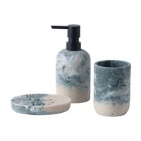 Ensemble de salle de bain minimaliste nordique en résine écologique BX, trois pièces : distributeur de lotion, gobelets de rinçage buccal, porte-savon