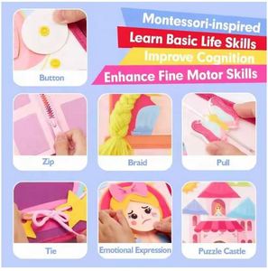 Juguete Montessori para Regalo de Navidad 2026, Libro Sensorial de Princesa Rosa para Niñas, Tablero de Actividades Tranquilas para Niños Pequeños - Product Image 4