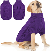 Suéter de algodón para perros, jersey de punto trenzado con cuello alto, ropa suave y cálida de mezcla de algodón para invierno, para perros pequeños, medianos y grandes, XS-2XL