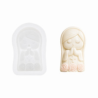 Moule en silicone Fille Réveillée Tôt en Prière pour Bougies DIY et Ornements en Plâtre, Moule Artisanat Fille Style Guérison