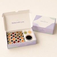 Boîte à sushi à emporter de qualité alimentaire personnalisée avec trois compartiments pour sauces, pour rouleaux de sushi, aliments froids, emballage pour restaurants