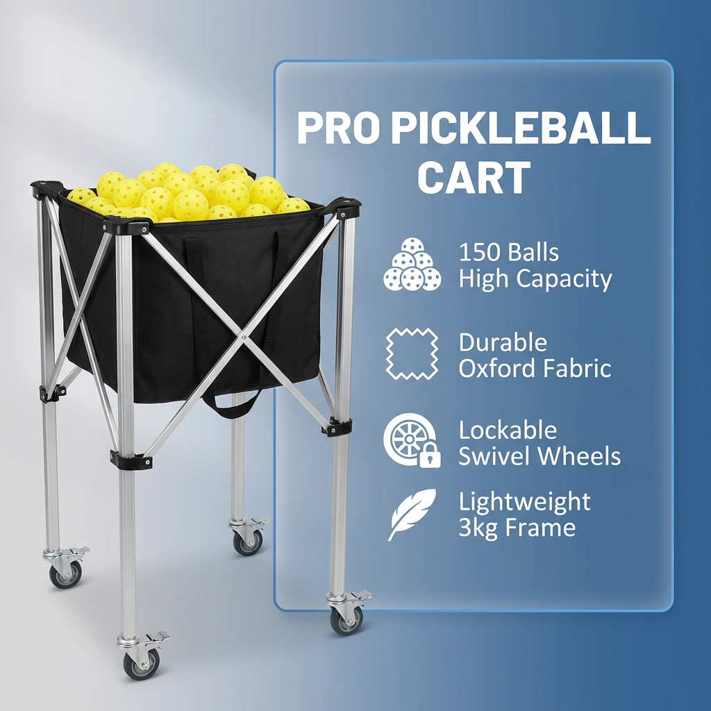 Professional Pickleball Training Cart Mobile Ball Hopper Equipment Storage for Tennis Clubs Durable Pickleball Accessories Cart