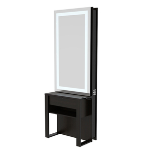 Estaciones de Peluquería Negras con Espejos e Iluminación - Product Image 1