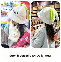 Ensemble bonnet et écharpe en peluche très tendance, motif lapin de dessin animé, chapeau bob chaud d'hiver, cadeau mignon pour la Saint-Valentin, en coton PP pour adolescents et adultes