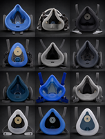 Masque à gaz intégral bleu foncé, visière ultra large, sans filtre, certifié NIOSH P100 KN95 CE, pour la protection contre les vapeurs chimiques, les fumées et la poussière.