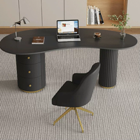 Bureau d'ordinateur en MDF de luxe léger et durable, de forme spéciale, pour bureau, salon de beauté, bureau de consultation médicale, ou comme bureau face à face avec chaise