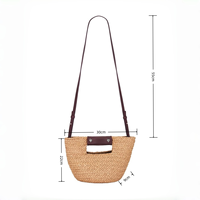 Sac fourre-tout mini en raphia tressé fait main, sac à bandoulière de luxe en paille tissée pour femme avec sangle en cuir, grande capacité, idéal pour l'été et la plage