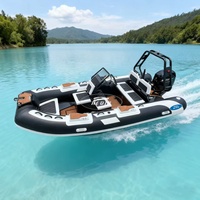 Hedia Best Selling 14ft CE Certified RIB420 Pvc Hypalon Durable Inflatable Rigid Hull Boat Aluminum Small Rib 420 for Family