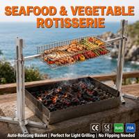 Support de rôtissoire automatique rotatif en acier inoxydable 304, 129 cm, moteur 15 W, panier amovible, pour agneau et cochon entiers, certifié CE-EMC CE-LVD