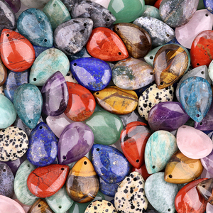 Подвеска в виде капли воды из натурального кристалла 18 х25 мм, аметист, розовый кварц, зеленый авантюрин, нефрит, ожерелье для изготовления ювелирных изделий - Product Image 4