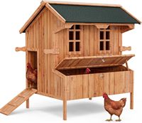 Poulailler Poulailler en bois Toit étanche Plateau coulissant Grand poulailler avec nichoir Assemblage facile pour 2-4 poulets