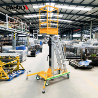 Plataforma Elevadora Manual de Aleación de Aluminio de Alta Resistencia DAHUI, Tipo Mástil, Capacidad de 250 kg, Ruedas de Poliuretano para