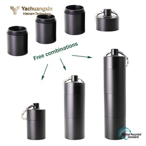 Outdoor <b>Aluminum</b> Alloy Keychain Medicine Bottle Portable Survival <b>Container</b> Black 1pc - Product Image 4