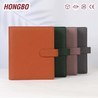 Hongbo superventas A5 más amplio planificador carpeta divisores personalizados/insertar 35mm anillo de oro personalizado Litchi cuero documentos cartera