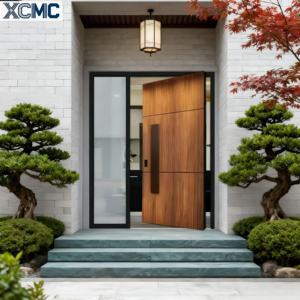 Porte d'entrée simple de villa ou d'appartement, porte pivotante en bois massif de maison moderne - Product Image 2