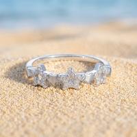 Nouvelle collection été 2026 : Bague éternité étoile creuse en argent sterling 925 avec diamant de laboratoire HTHP VS, série Vie Marine, pour femme
