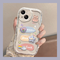 Coque de téléphone antichoc en TPU à motif vague mignon pour iPhone 13 14 15 16 17 18 Pro Max