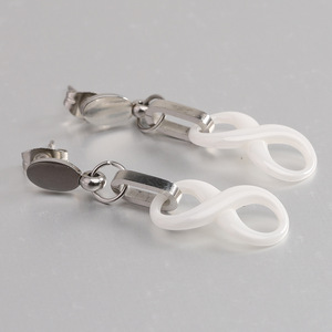 Boucles d'oreilles en acier inoxydable et céramique, pendentif infini de 40 mm, design géométrique pour femmes - Product Image 1