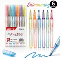 Ensemble de surligneurs à pointe plate ODM/OEM 6 couleurs, stylos marqueurs colorés et feutres pour le dessin artistique, le bureau, l'école, le marquage, non effaçables